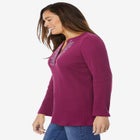 Embroidered Thermal Henley Tee image number null