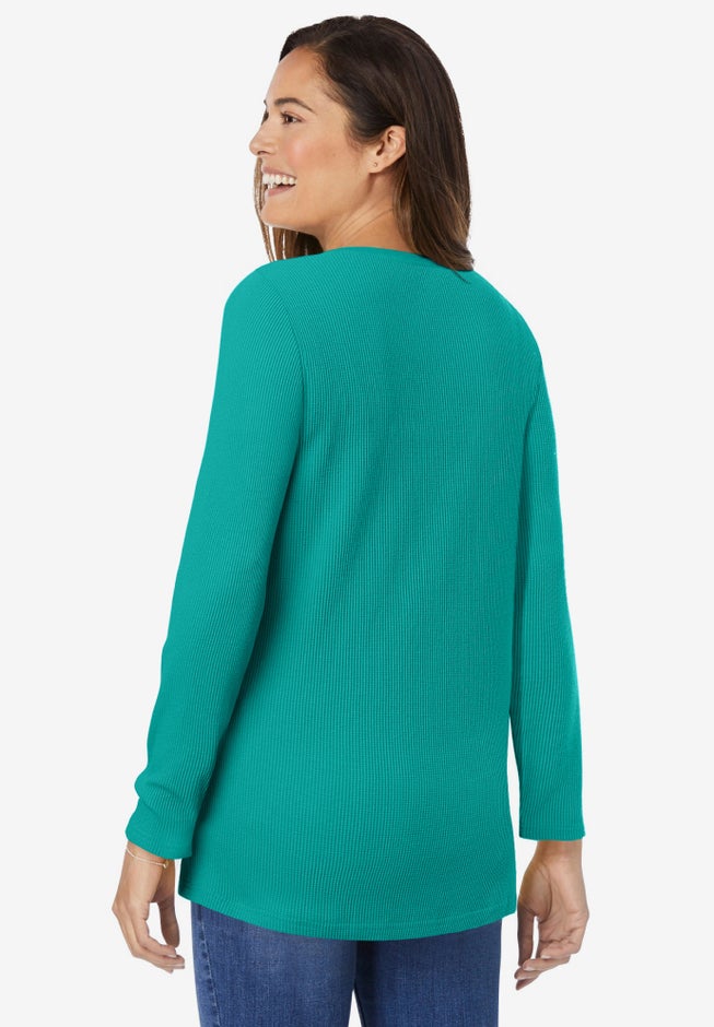 Embroidered Thermal Henley Tee image number 2