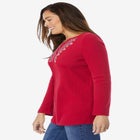 Embroidered Thermal Henley Tee image number null