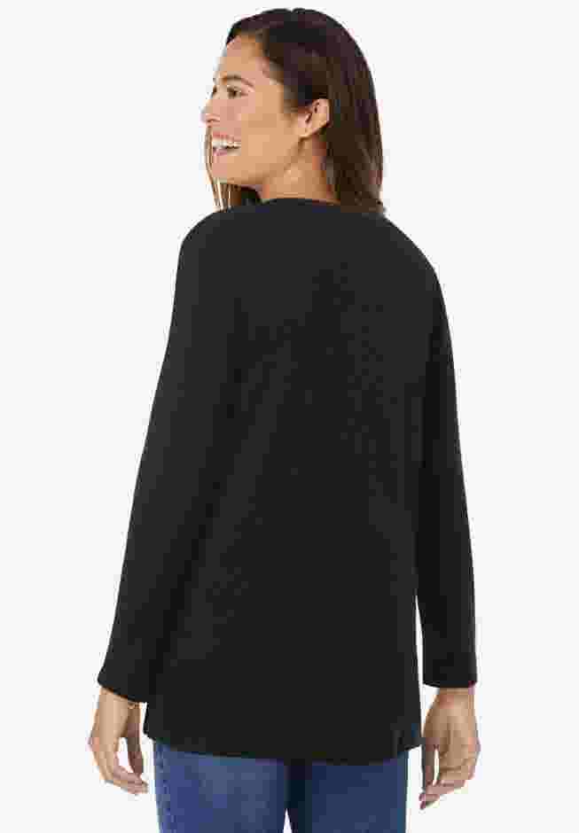 Embroidered Thermal Henley Tee image number 1
