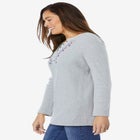 Embroidered Thermal Henley Tee image number null