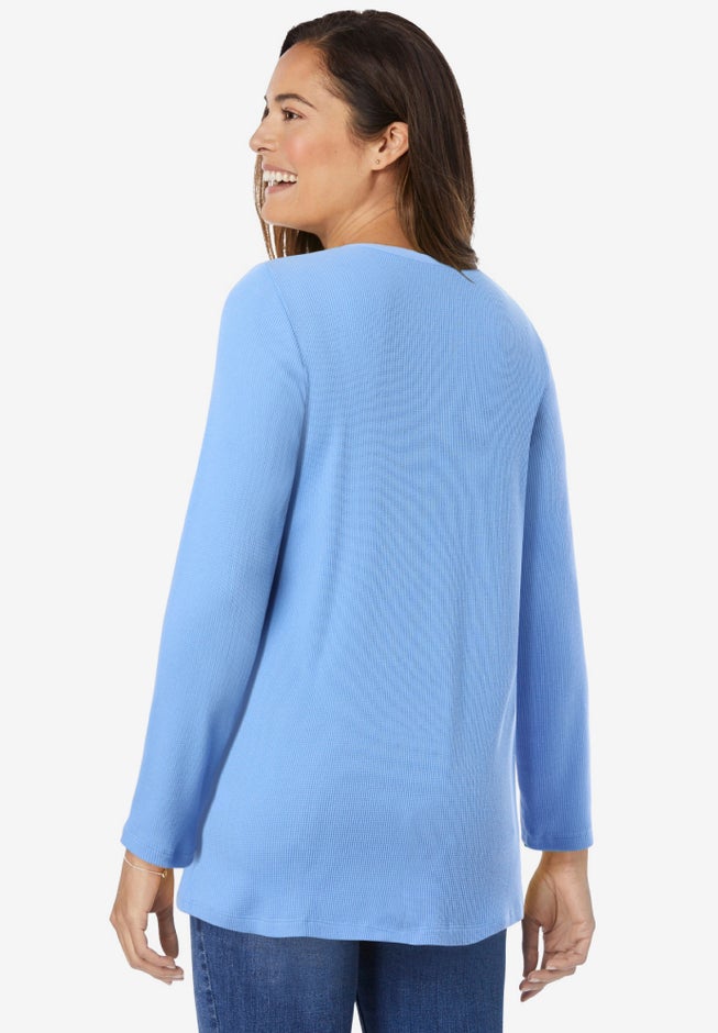 Embroidered Thermal Henley Tee image number 2