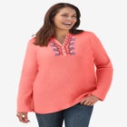 Embroidered Thermal Henley Tee image number null