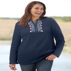 Embroidered Thermal Henley Tee image number null
