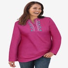 Embroidered Thermal Henley Tee image number null