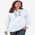 Embroidered Thermal Henley Tee image number null