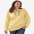 Embroidered Thermal Henley Tee image number null