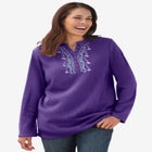 Embroidered Thermal Henley Tee image number null