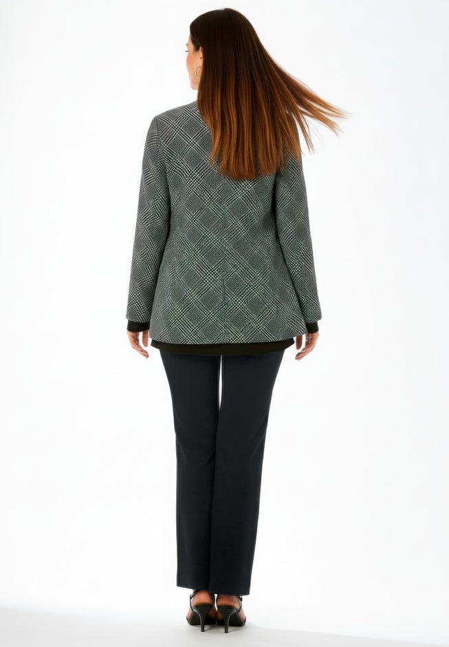 Elegant 2-Piece Double-Breasted Pantsuit, Black Bias Houndstooth ...