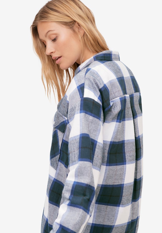Plaid Button-Front Flannel Tunic image number 1