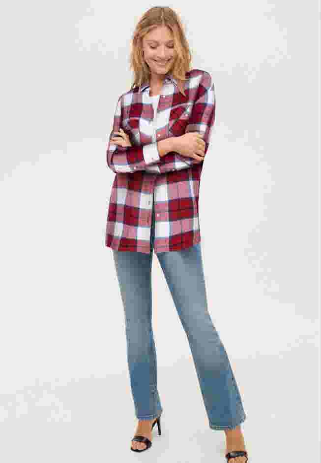 Plaid Button-Front Flannel Tunic image number 4