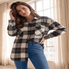 Plaid Button-Front Flannel Tunic image number 2