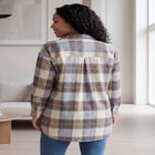 Plaid Button-Front Flannel Tunic image number null