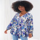 Tiered Tunic With Notch V-Neck image number null