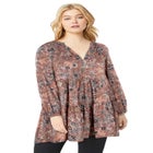 Tiered Tunic With Notch V-Neck image number null