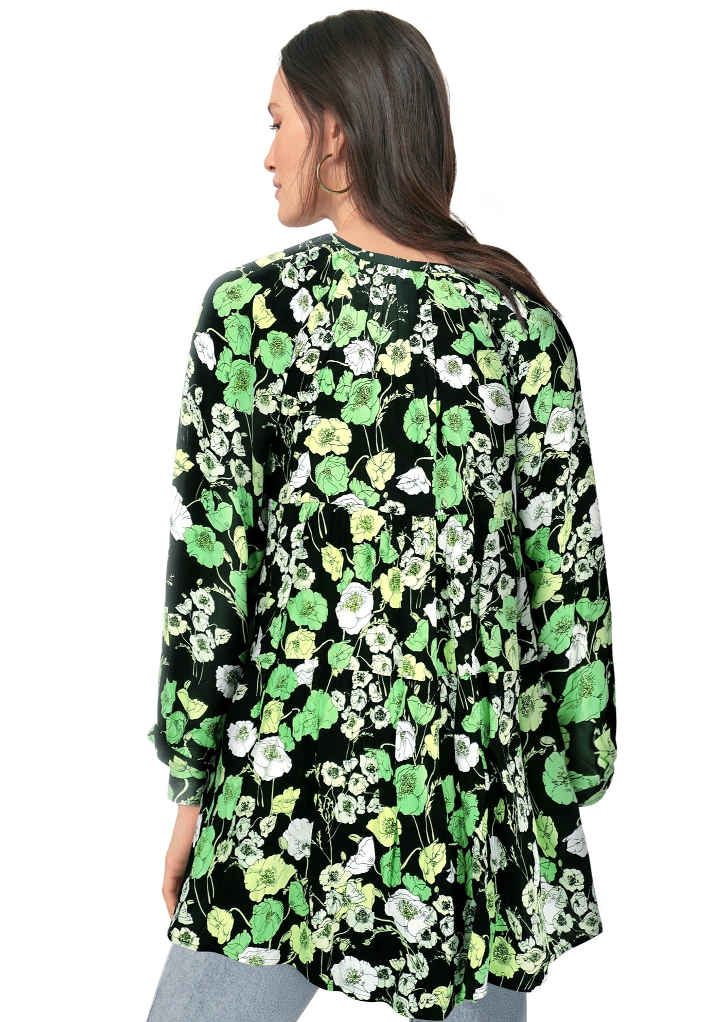 Tiered Tunic With Notch V-Neck image number 1