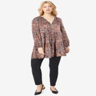 Tiered Tunic With Notch V-Neck image number null