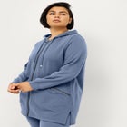 French Terry Zip-Front Hoodie With Zip Pockets image number null