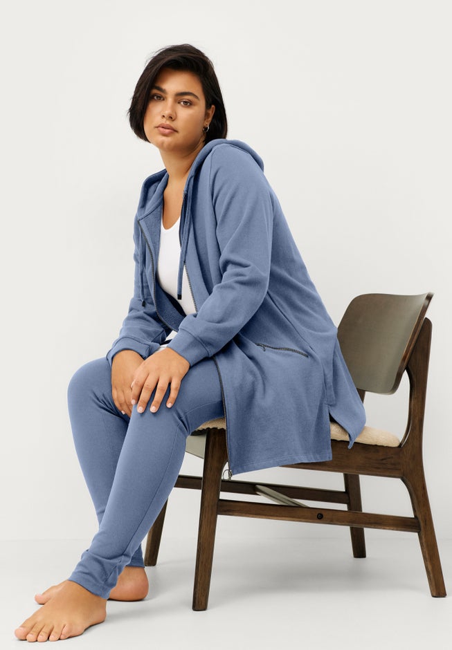 French Terry Zip-Front Hoodie With Zip Pockets image number 2