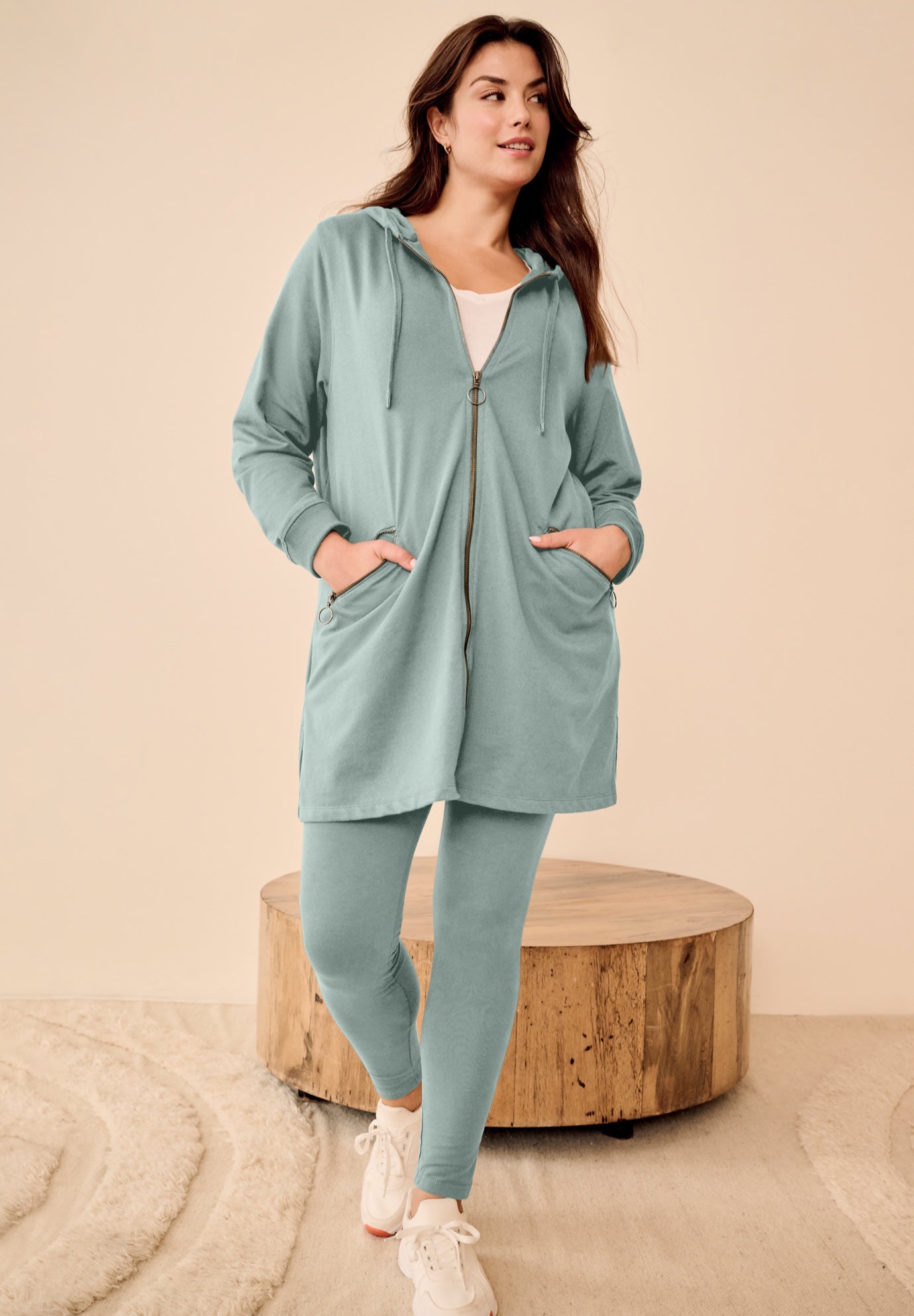 French Terry Zip-Front Hoodie With Zip Pockets image number 0