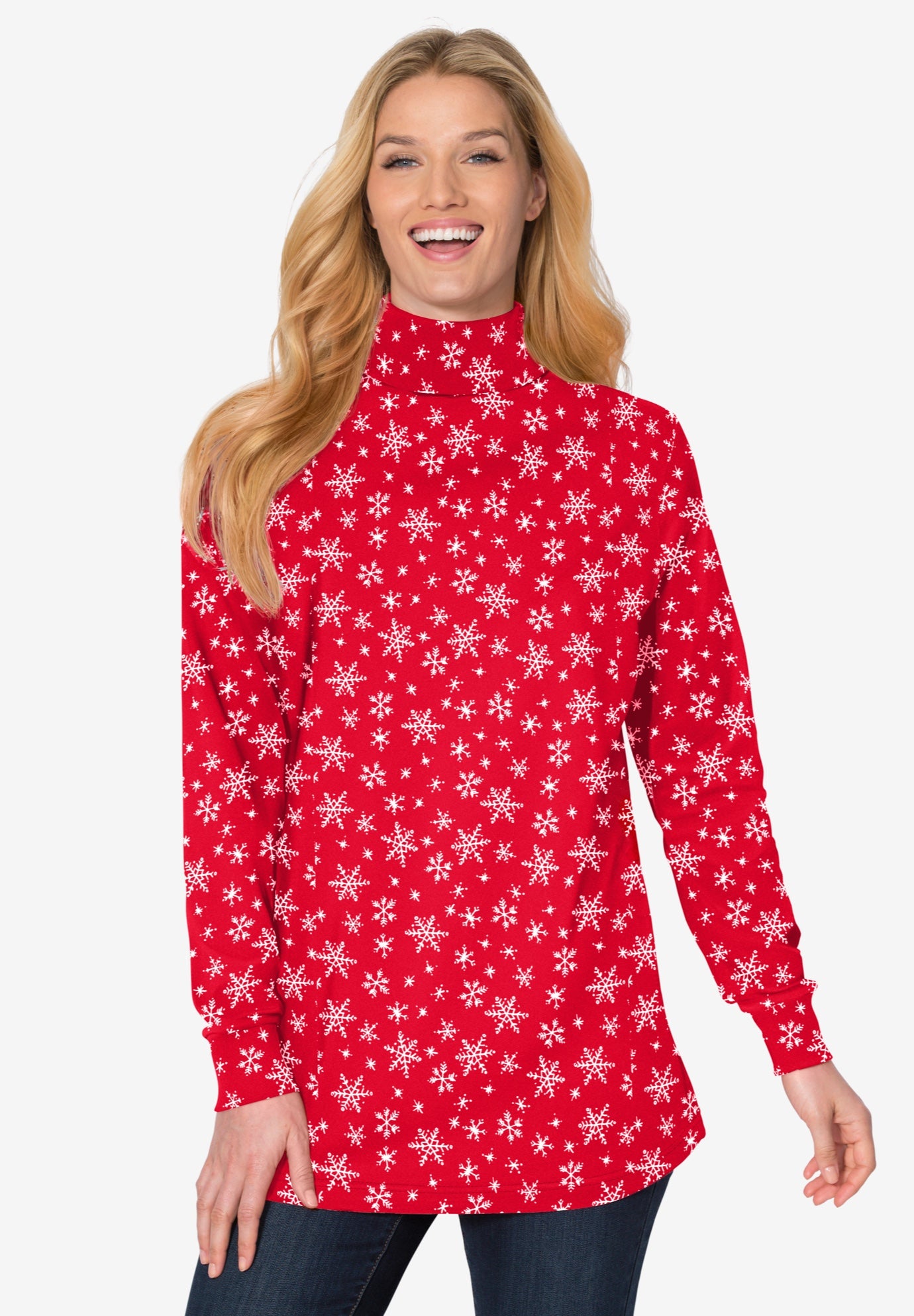 Perfect Printed Long-Sleeve Turtleneck Tee image number 0