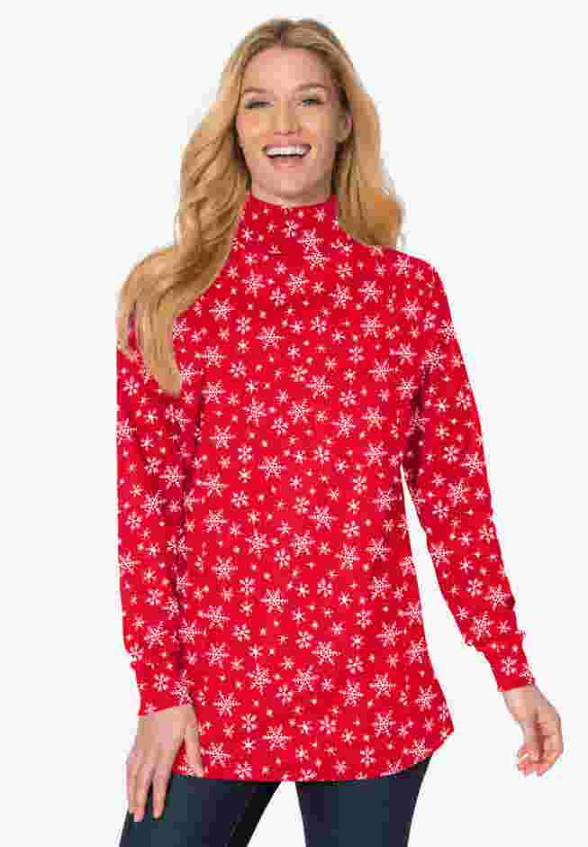 Perfect Printed Long-Sleeve Turtleneck Tee image number 0