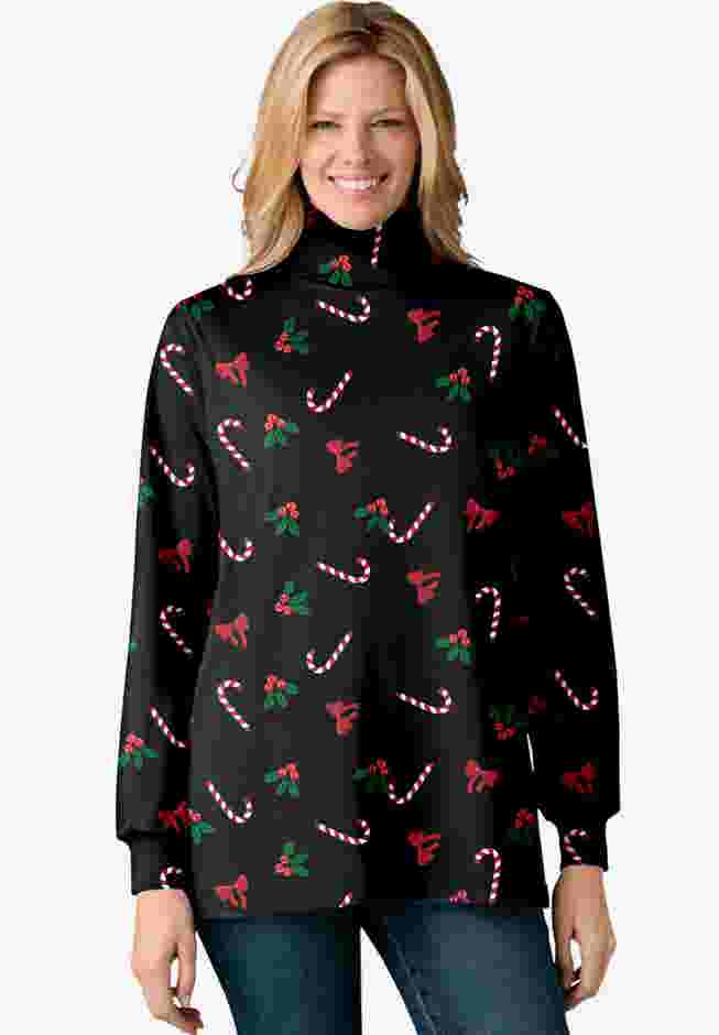 Perfect Printed Long-Sleeve Turtleneck Tee image number 0