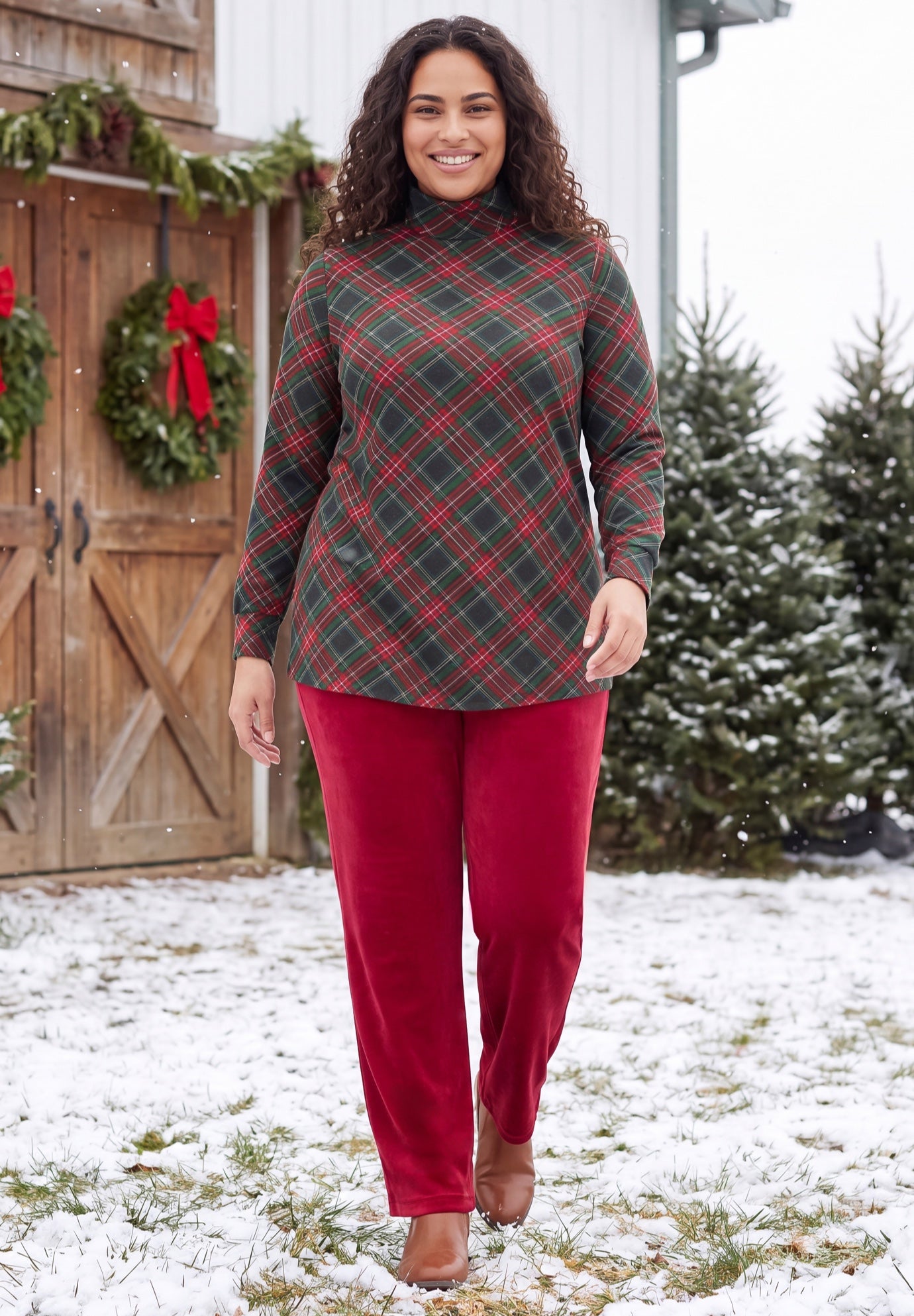 Perfect Printed Long-Sleeve Turtleneck Tee image number 0