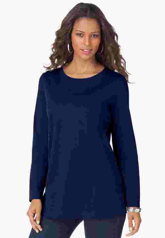 Plus Size Cotton Ultimate Long Sleeve Crewneck Tee image number 0