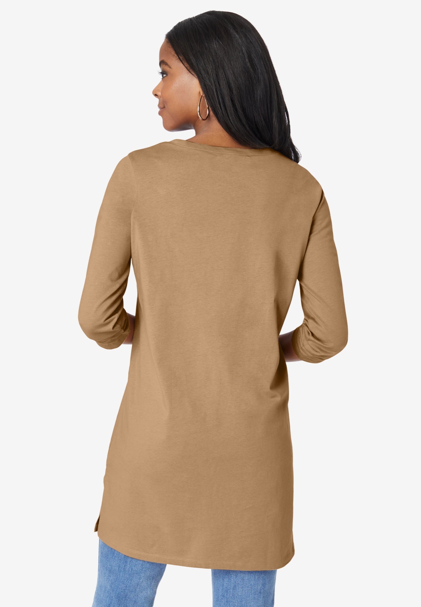 Plus Size Cotton Ultimate Long Sleeve V-Neck Tunic image number 2