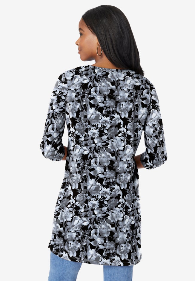 Plus Size Cotton Ultimate Long Sleeve V-Neck Tunic image number 1