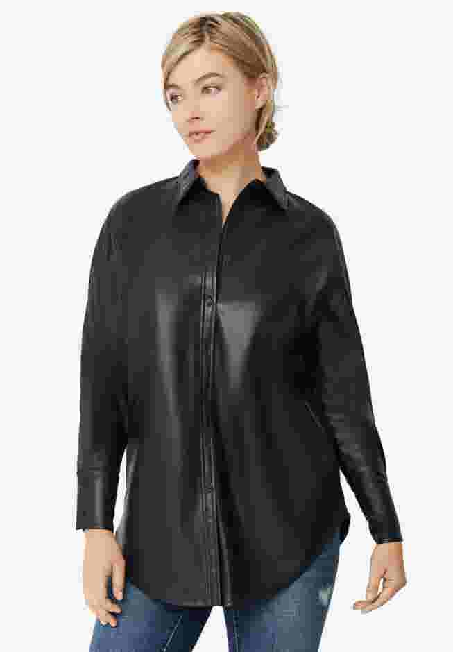 Faux Leather Button Front Tunic image number 0
