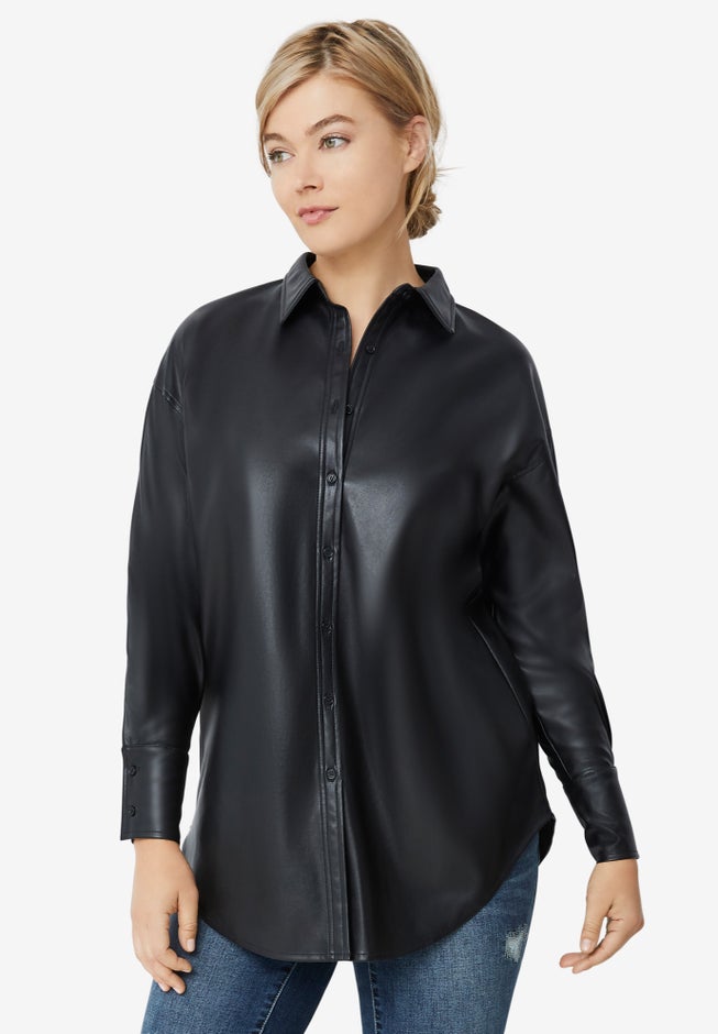 Faux Leather Button Front Tunic image number 0
