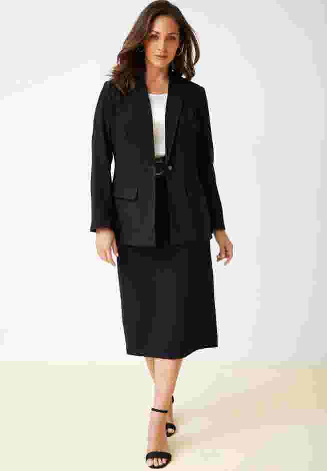 2-Piece Stretch Crepe Single-Breasted Skirt Suit image number 0
