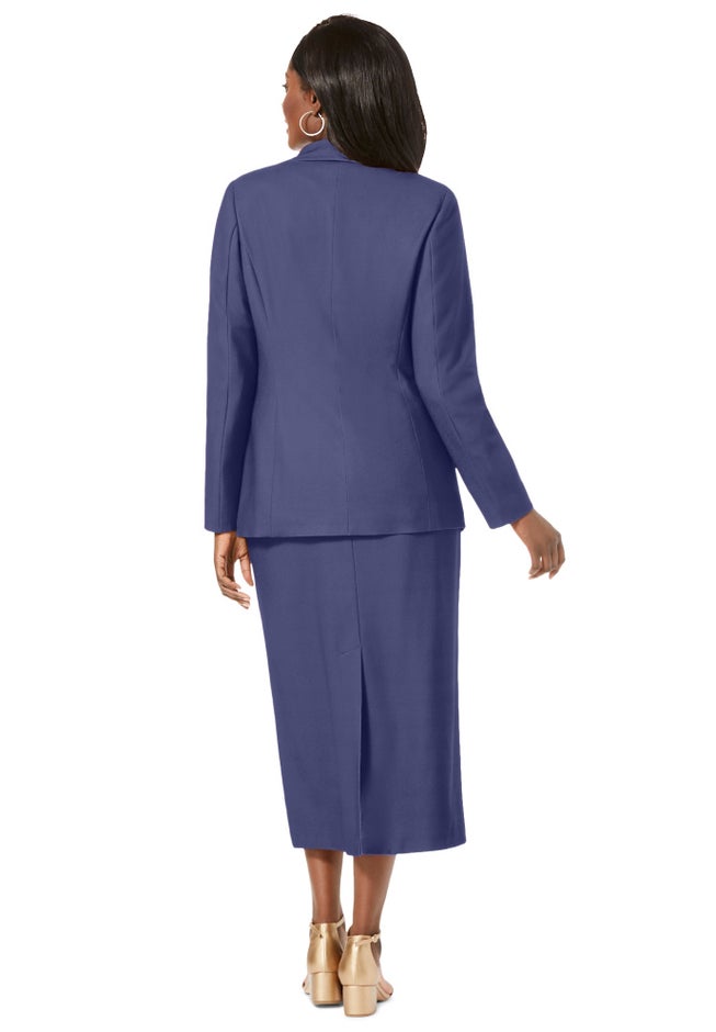 2-Piece Stretch Crepe Single-Breasted Skirt Suit image number 1