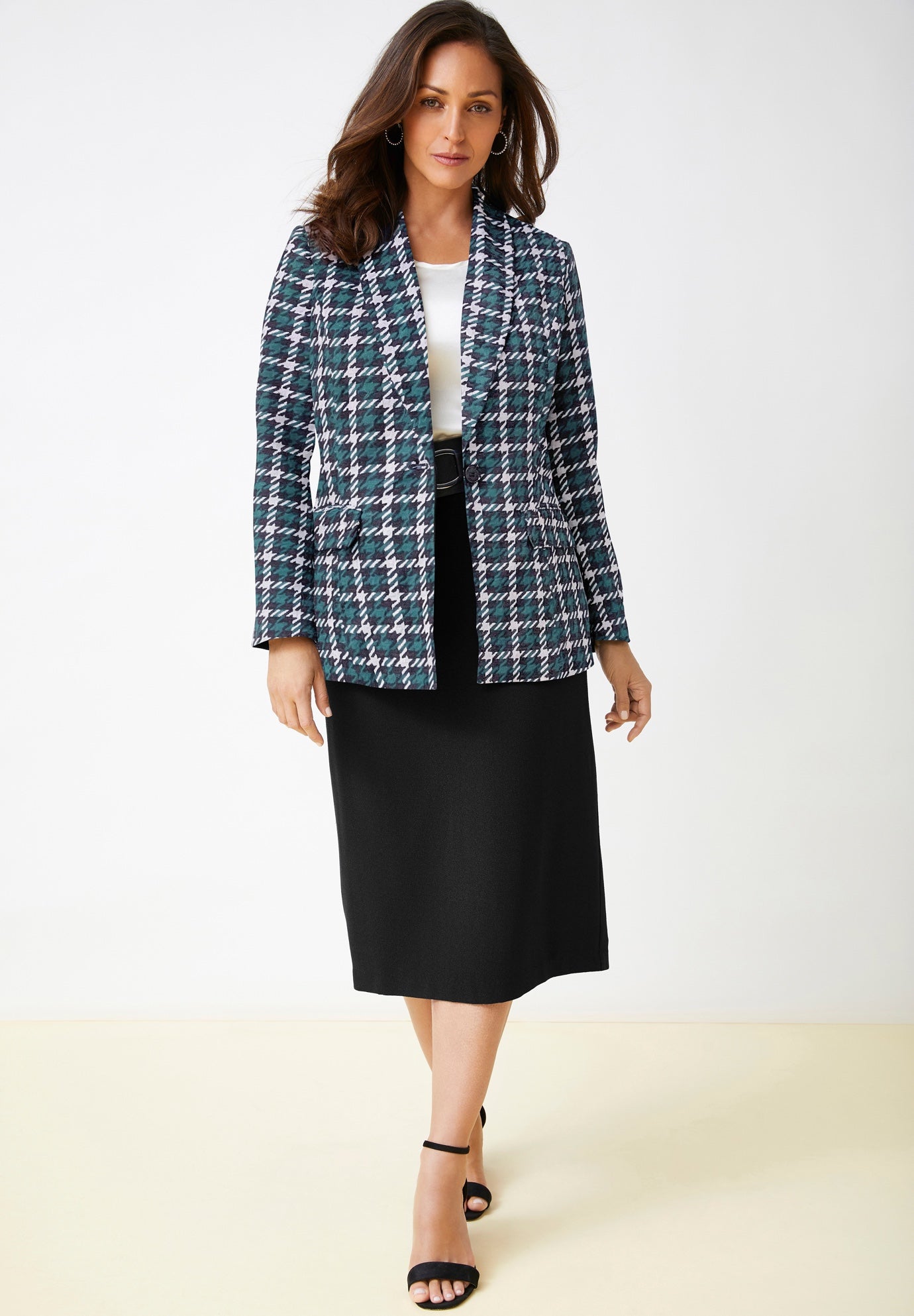2-Piece Stretch Crepe Single-Breasted Skirt Suit image number 0