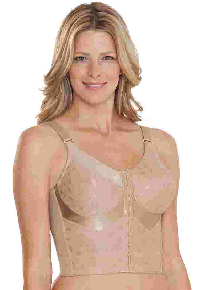 Jacquard Front-Close Wireless Longline Posture Bra image number 2