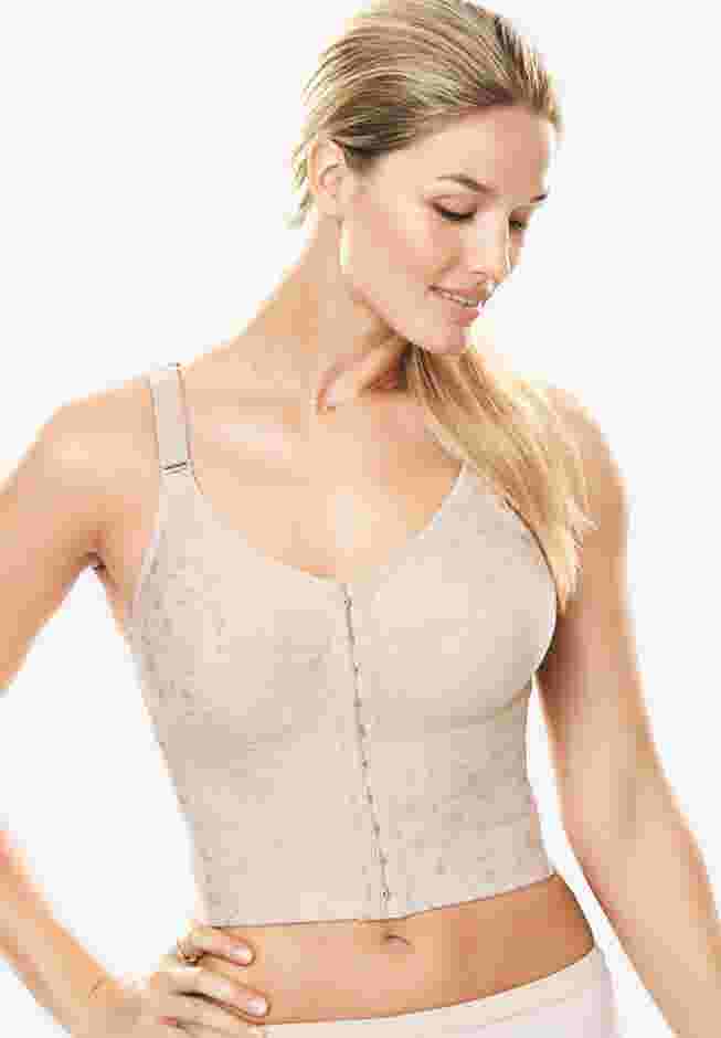 Jacquard Front-Close Wireless Longline Posture Bra image number 0