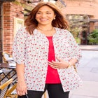 Georgette Buttonfront Tie Sleeve Cafe Blouse image number null