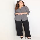Georgette Buttonfront Tie Sleeve Cafe Blouse image number 1