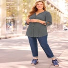 Georgette Buttonfront Tie Sleeve Cafe Blouse image number 2