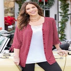 Georgette Buttonfront Tie Sleeve Cafe Blouse image number null