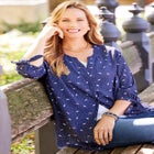 Georgette Buttonfront Tie Sleeve Cafe Blouse image number null