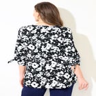 Georgette Buttonfront Tie Sleeve Cafe Blouse image number null