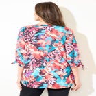 Georgette Buttonfront Tie Sleeve Cafe Blouse image number null