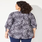 Georgette Buttonfront Tie Sleeve Cafe Blouse image number null