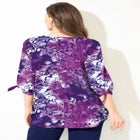 Georgette Buttonfront Tie Sleeve Cafe Blouse image number null