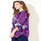 Georgette Buttonfront Tie Sleeve Cafe Blouse image number null