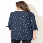 Georgette Buttonfront Tie Sleeve Cafe Blouse image number null