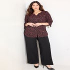 Georgette Buttonfront Tie Sleeve Cafe Blouse image number null